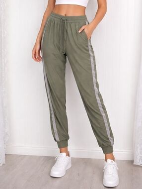 GAP FIT Olive Side-Stripe Jogger Pants Sz S